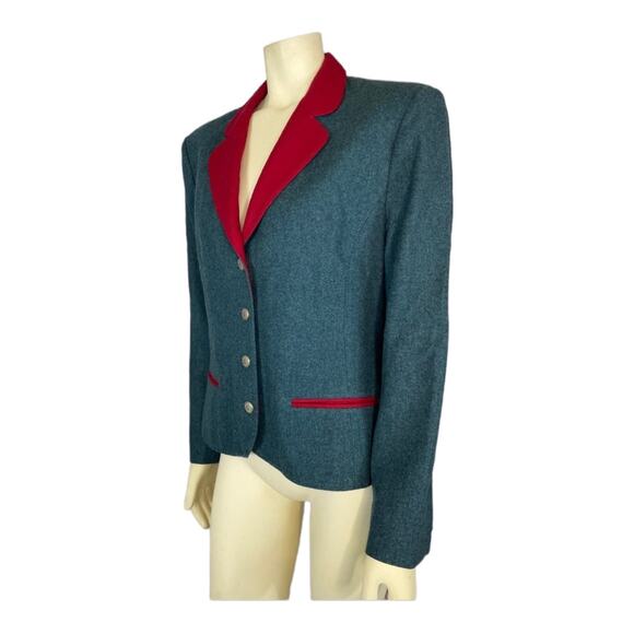 Vintage Miss Pendleton 100% Virgin Wool Blazer W/ Red collar & lining size 16 - Picture 7 of 13